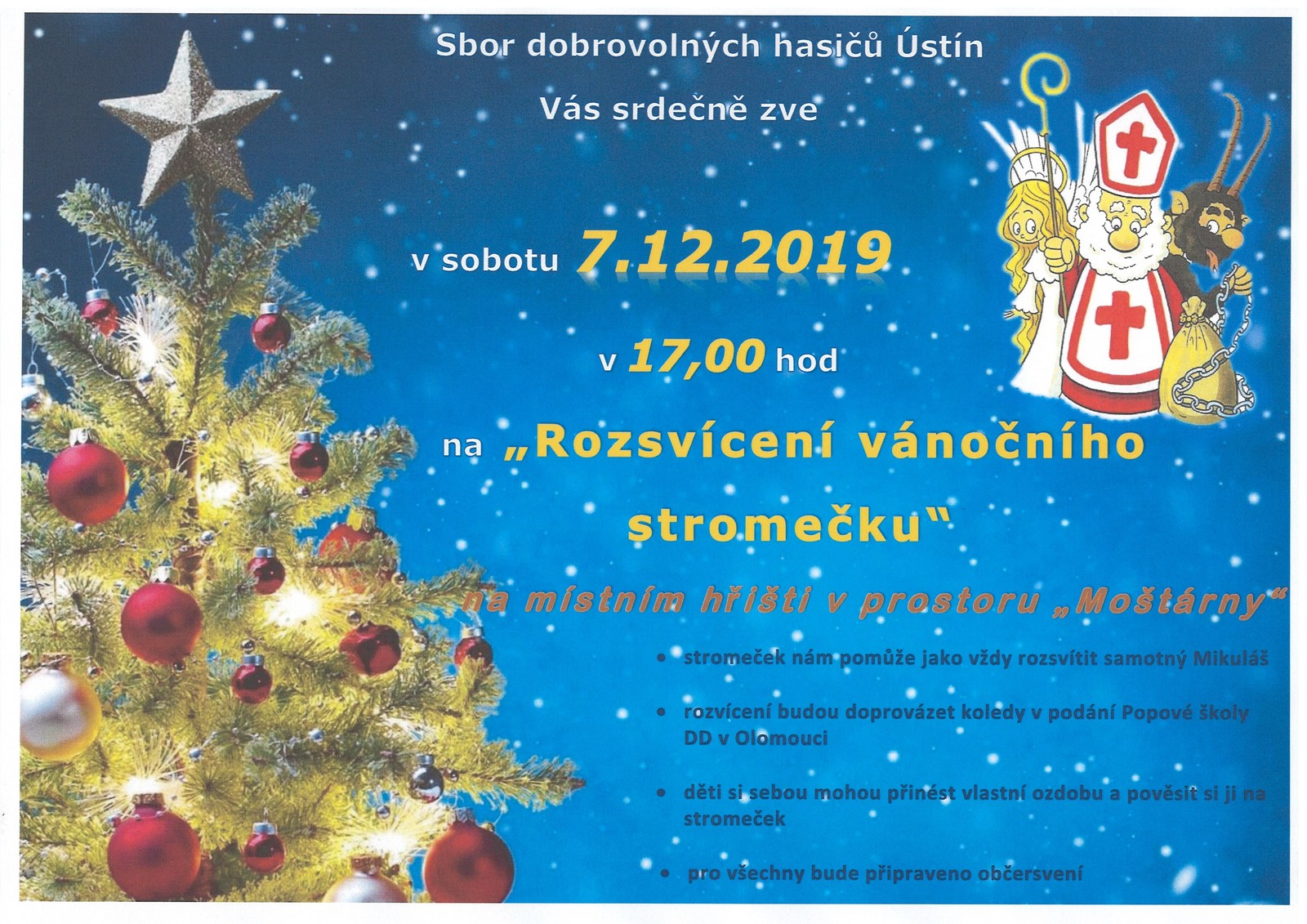 Rozsvícení vánočního stromečku v Ústíně